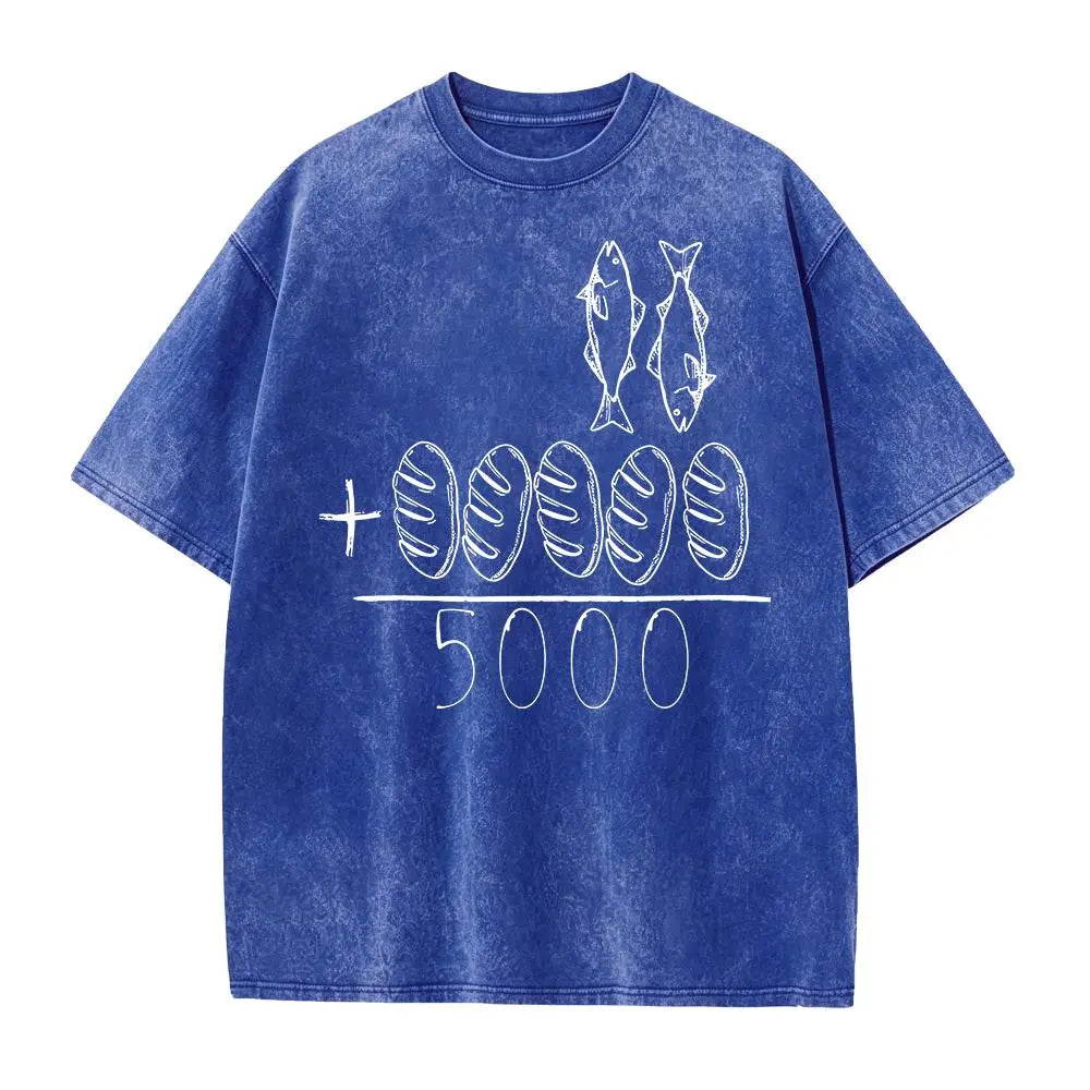 2 Fishes 5 Breads Jesus Feeds The 5000 Christian Bible Verses T-Shirt Knit Classic