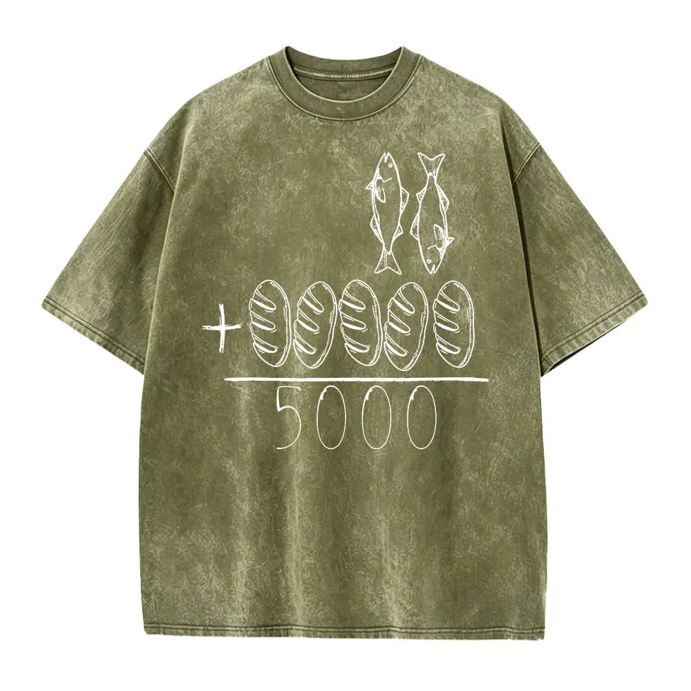 2 Fishes 5 Breads Jesus Feeds The 5000 Christian Bible Verses T-Shirt Knit Classic