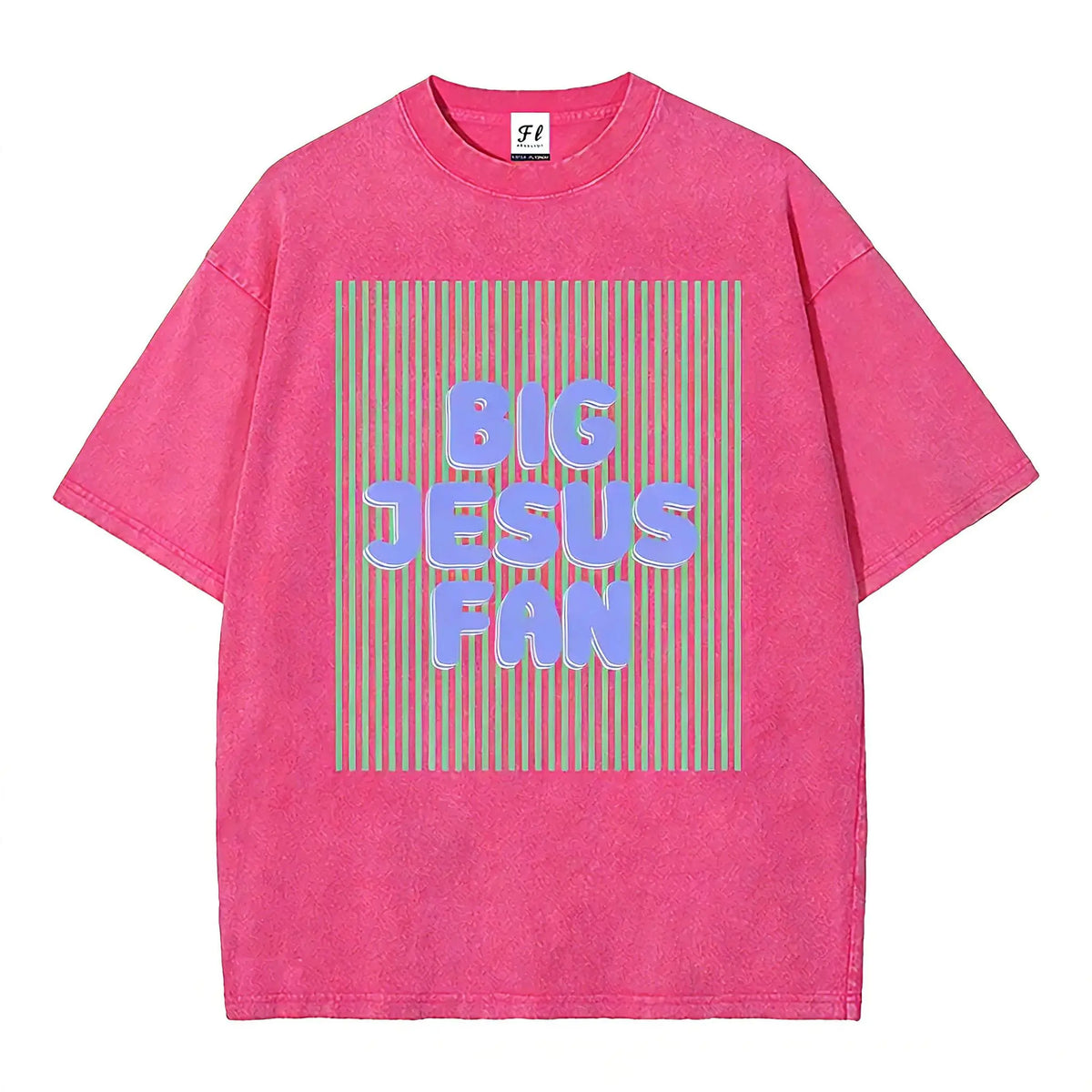 Unisex Big Jesus Fan Unisex Washed T-Shirt Plus Size Shirt Cotton Streetwear Breathable Fabric