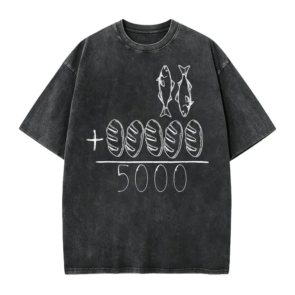2 Fishes 5 Breads Jesus Feeds The 5000 Christian Bible Verses T-Shirt Knit Classic