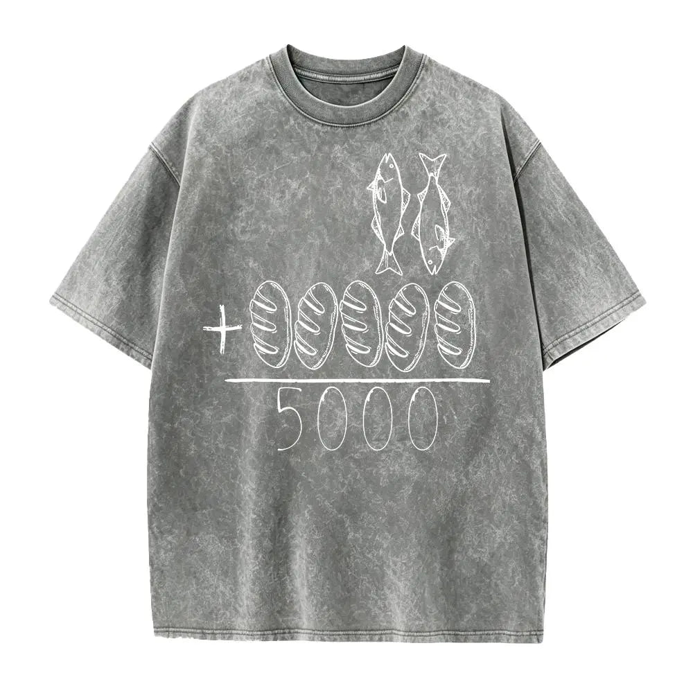 2 Fishes 5 Breads Jesus Feeds The 5000 Christian Bible Verses T-Shirt Knit Classic