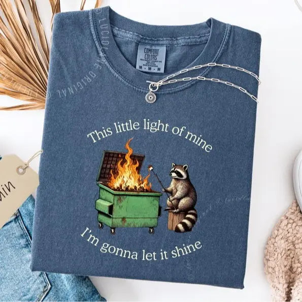 Comfort Colors Funny Parody Shirt: Dumpster Fire Raccoon TShirt, Mental Health Tee