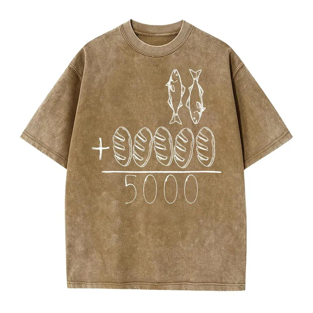2 Fishes 5 Breads Jesus Feeds The 5000 Christian Bible Verses T-Shirt Knit Classic