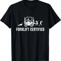 Men's Fitted Casual Round Neck Short-Sleeve Cotton T-Shirt - Funny Chicken Forklift Certified Operator Graphic, Lightweight Summer Outdoor Top, Mens Gift for Him to Pair with Jeans, Mens Gifts, Gifts For Him