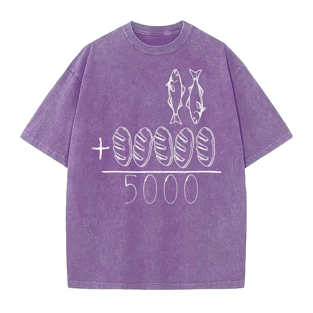 2 Fishes 5 Breads Jesus Feeds The 5000 Christian Bible Verses T-Shirt Knit Classic